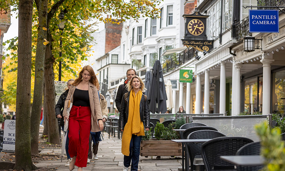 People enjoying walking in The Pantiles