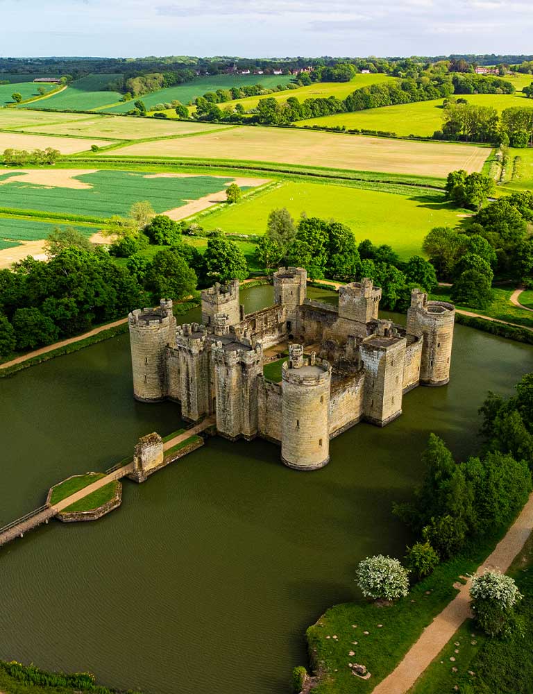 bodia-castle—village-pages Ariel view of Bodiam Castle and it's moat