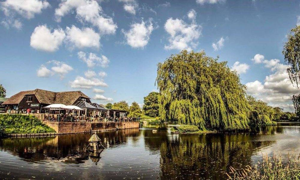 waterside cafe on the edge of a lake