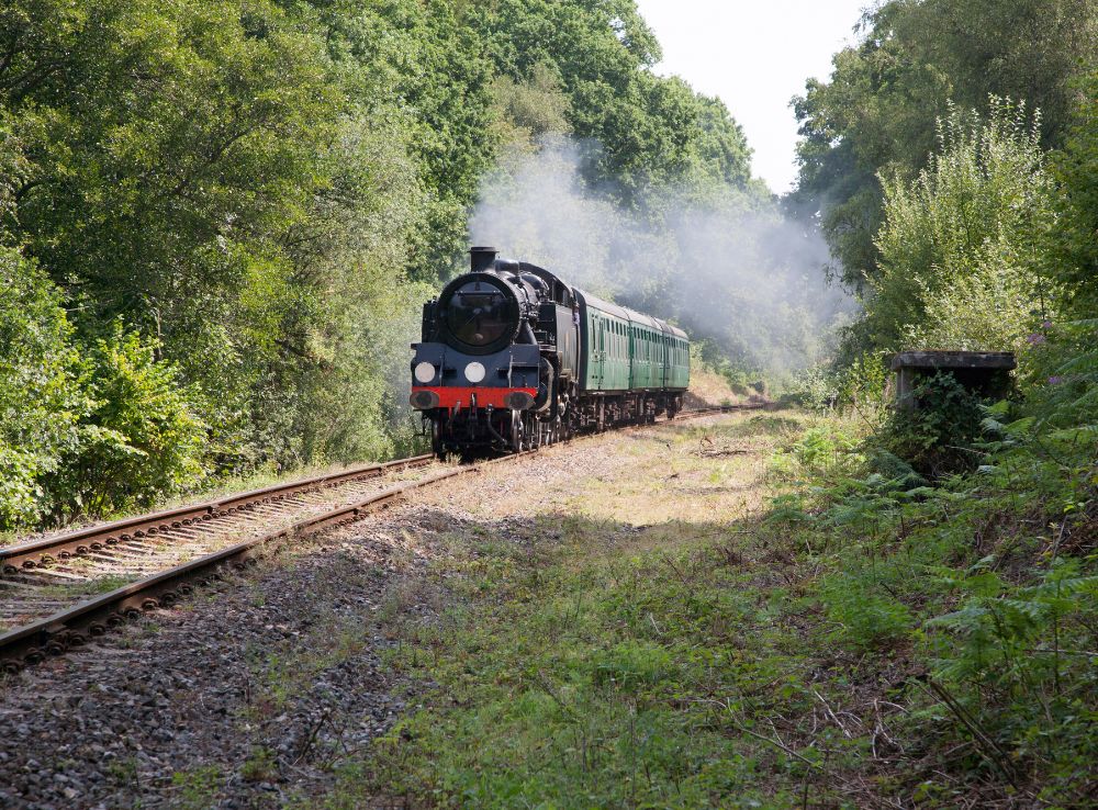 Steam train in countryside