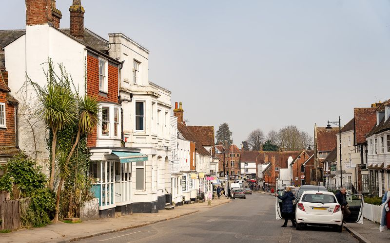 View down a high street